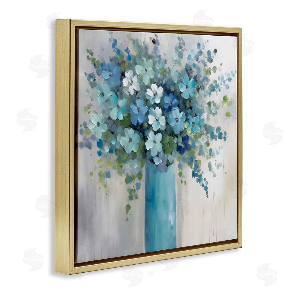 Creative Studio Indigo Bouquet in Blue Vase Gold Floating Framed Canvas Wall Art