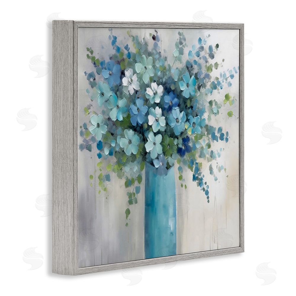 Creative Studio Indigo Bouquet in Blue Vase Gray Framed Giclee Wall Art