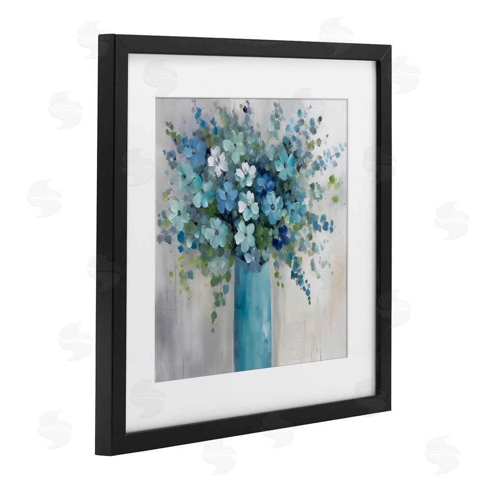 Creative Studio Indigo Bouquet in Blue Vase Black Framed Print Under Glass Wall Art