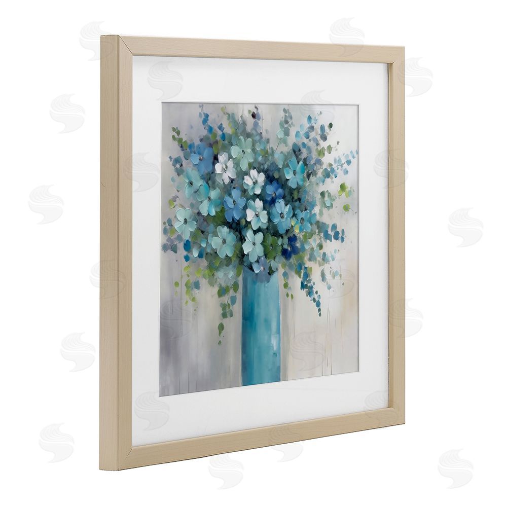 Creative Studio Indigo Bouquet in Blue Vase Brown Framed Print Under Glass Wall Art