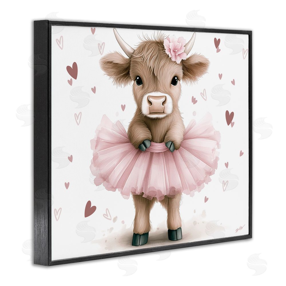 Whimsical Wonders Baby Calf with Tutu Black Framed Giclee Wall Art Print
