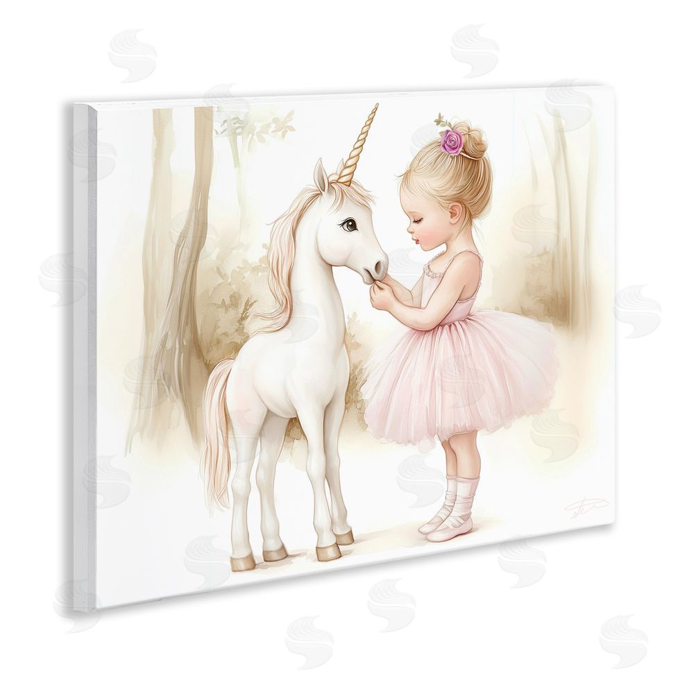 Whimsical Wonders Girl & Unicorn Friendship Wooden Wall Plaque Art Print