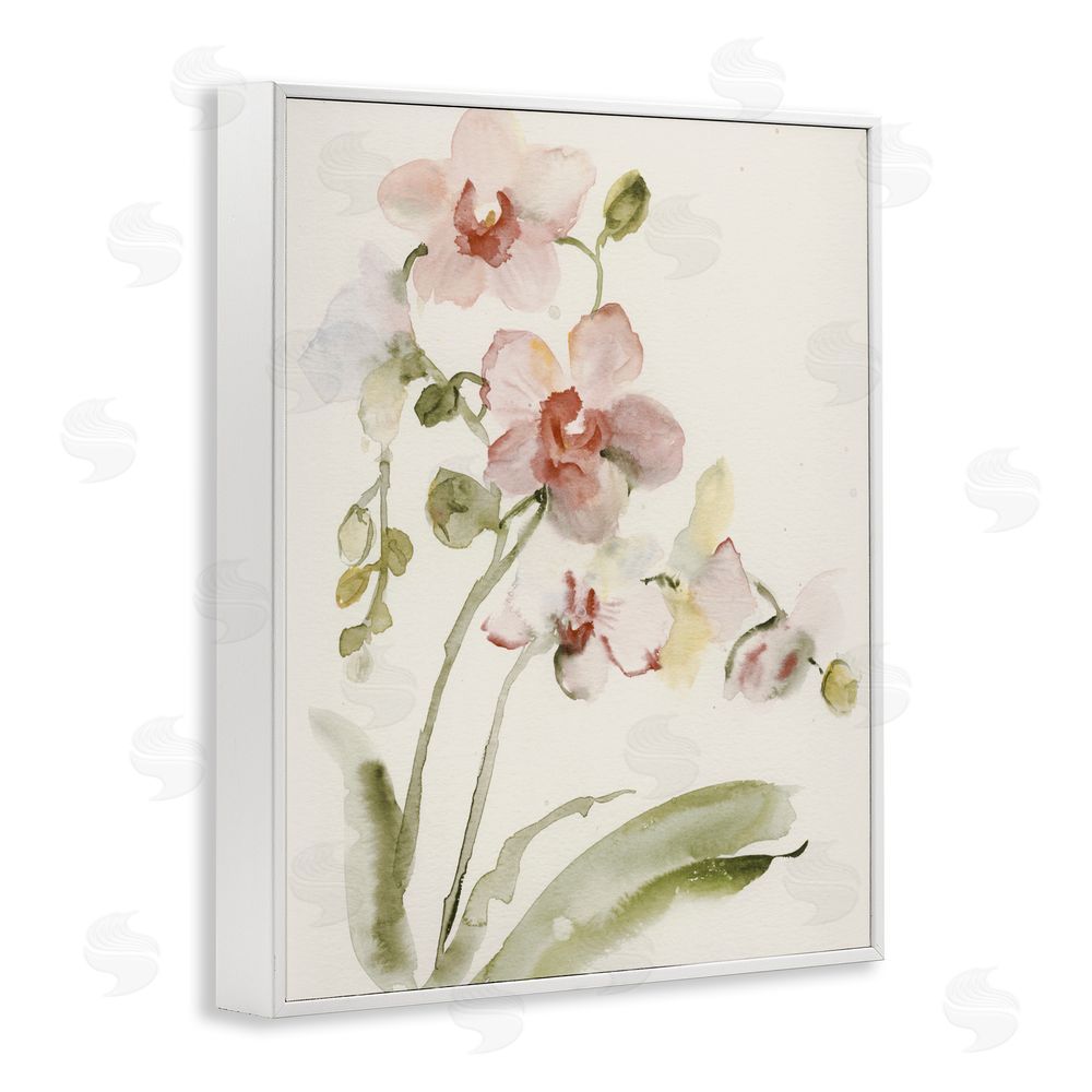 Victoria Barnes Gentle Pink Orchid in Bloom White Framed Giclee Wall Art