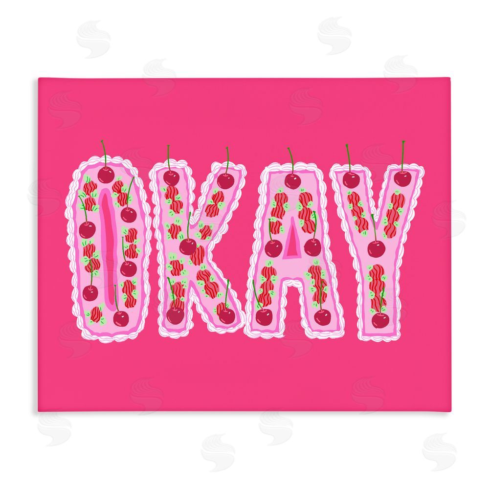 Ziwei Li Okay Cherry Cake Stretched Canvas Wall Art