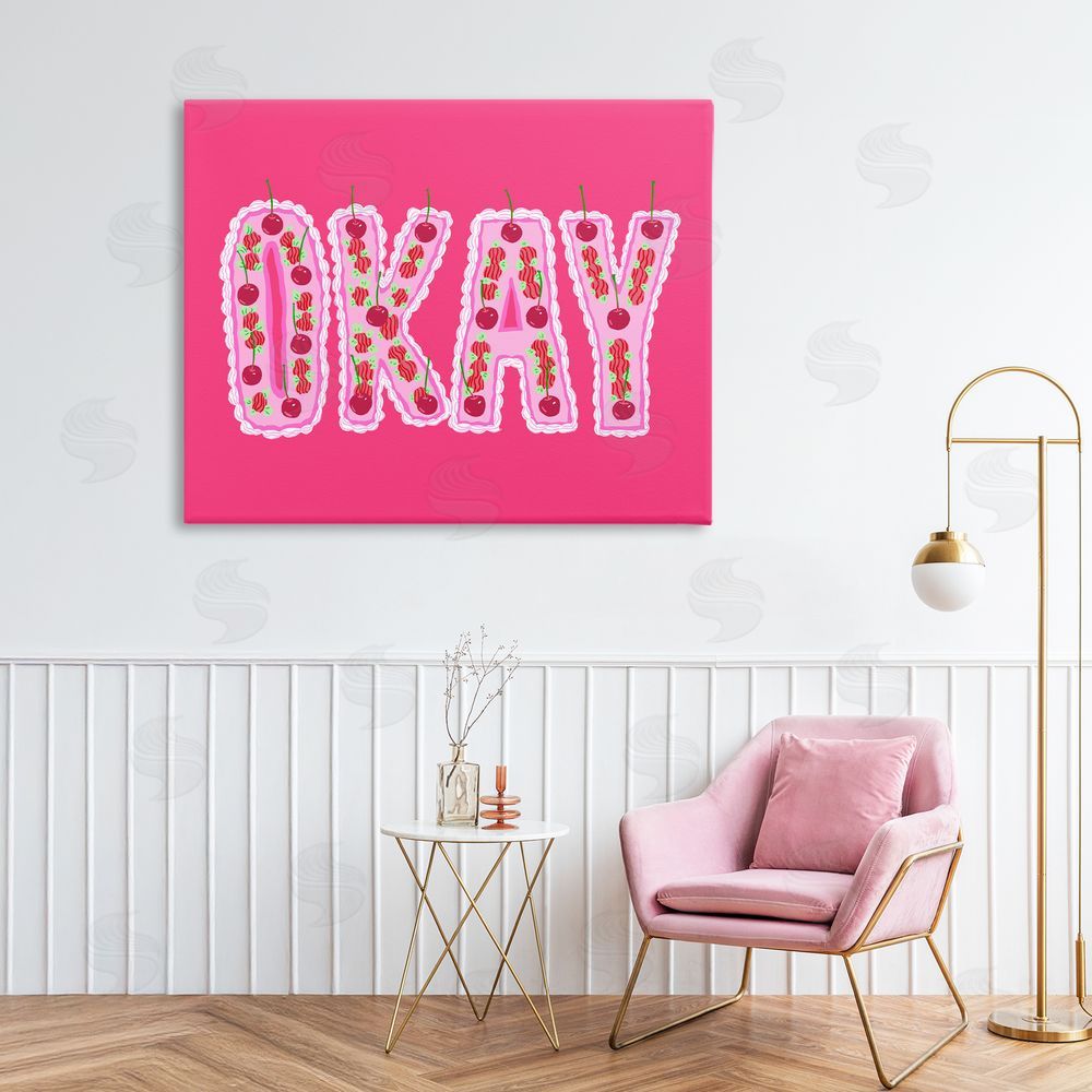 Ziwei Li Okay Cherry Cake Stretched Canvas Wall Art in Room