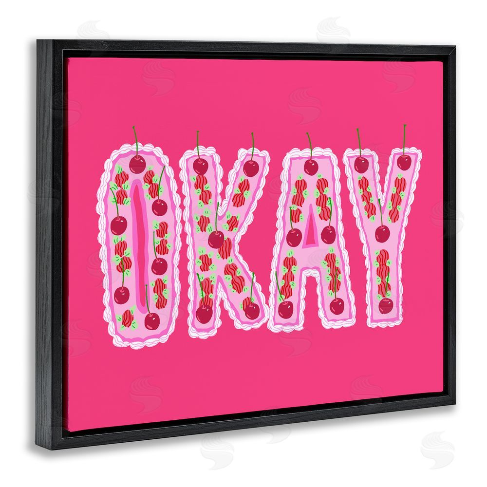 Ziwei Li Okay Cherry Cake Black Floating Framed Canvas Wall Art