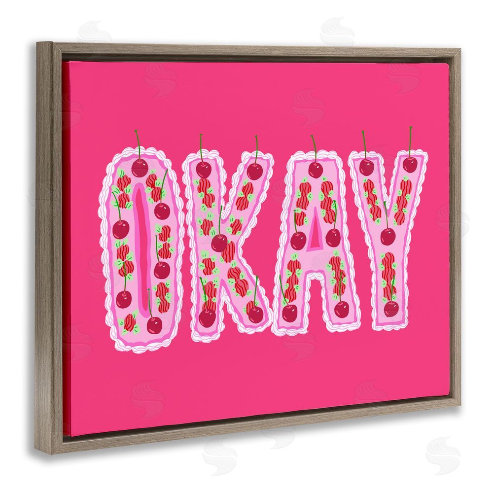 Ziwei Li Okay Cherry Cake Brown Floating Framed Canvas Wall Art