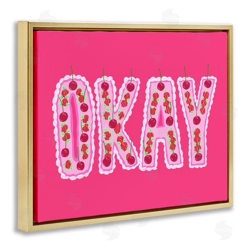 Ziwei Li Okay Cherry Cake Gold Floating Framed Canvas Wall Art