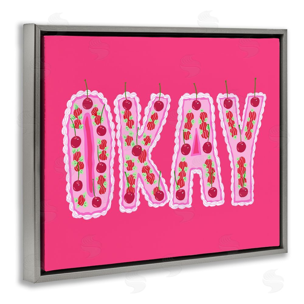 Ziwei Li Okay Cherry Cake Gray Floating Framed Canvas Wall Art