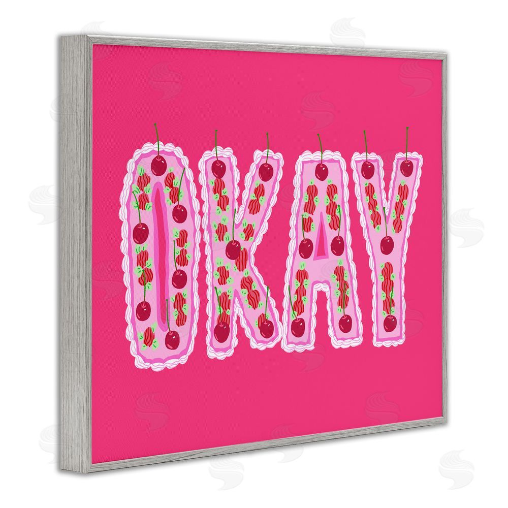 Ziwei Li Okay Cherry Cake Gray Framed Giclee Wall Art