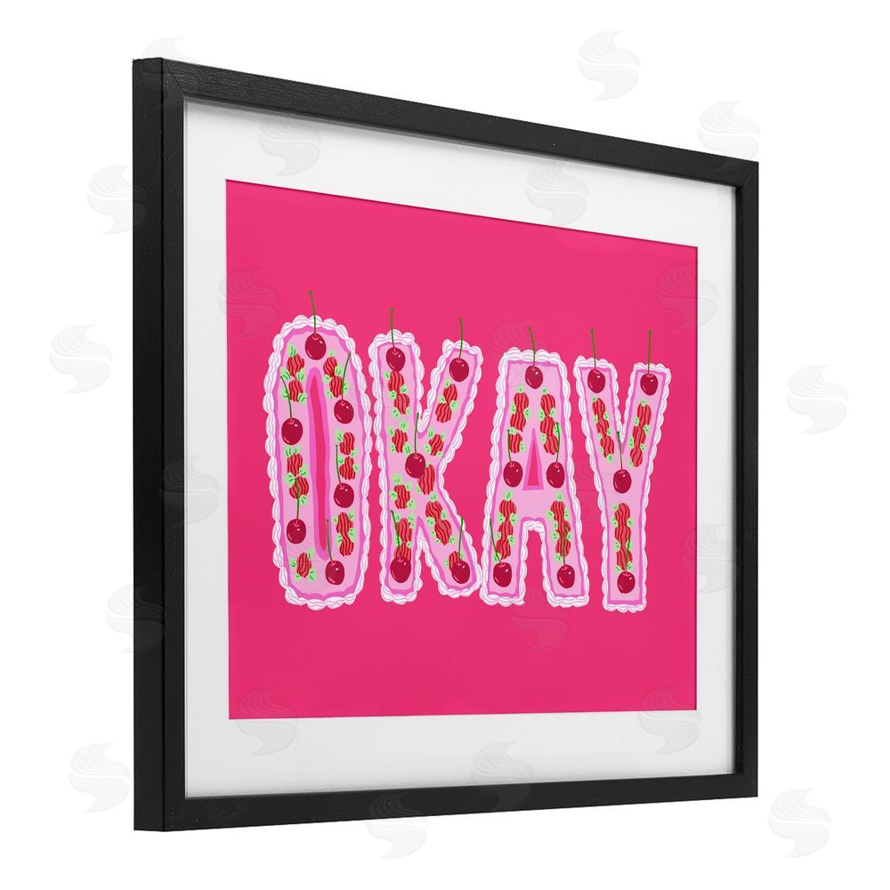 Ziwei Li Okay Cherry Cake Black Framed Print Under Glass Wall Art