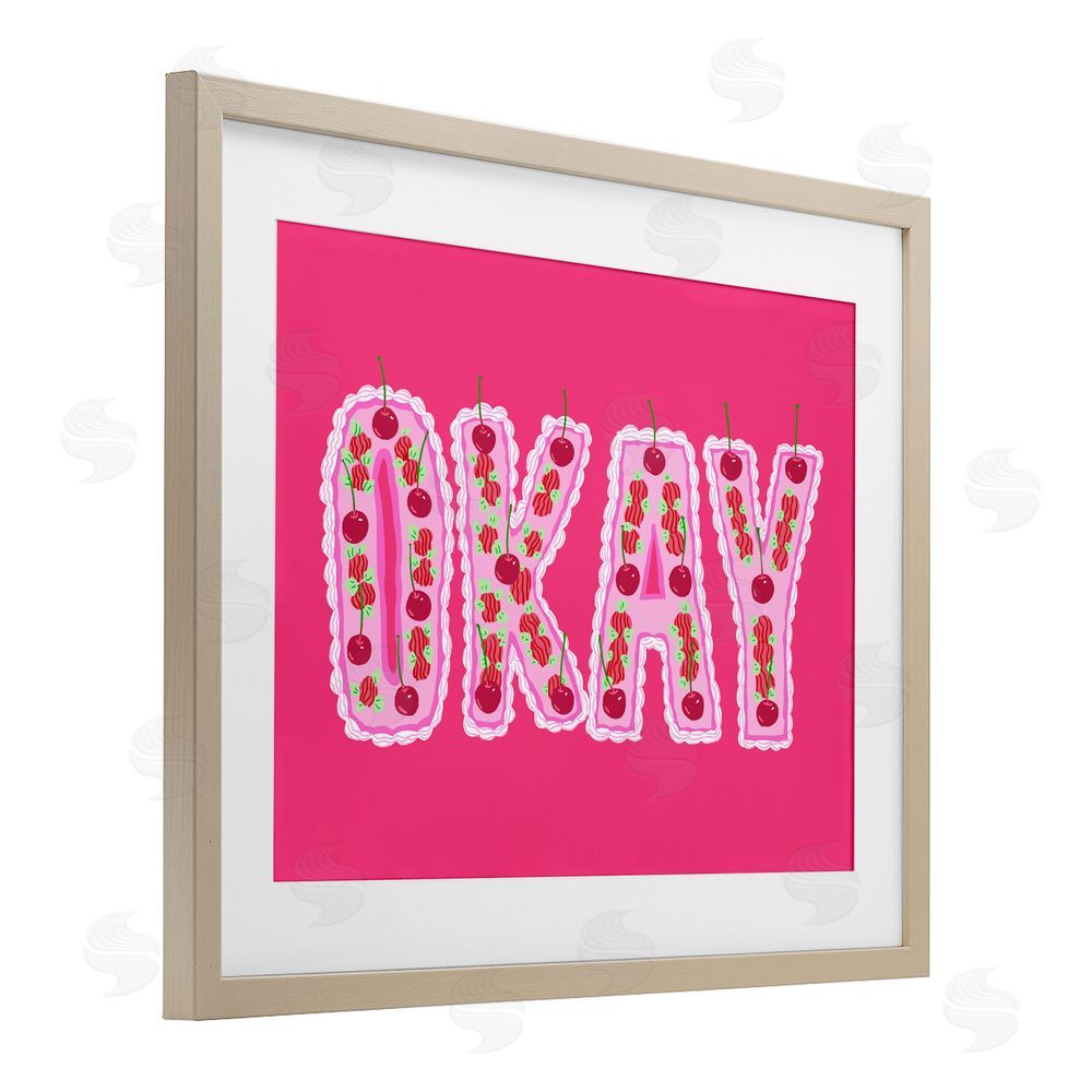Ziwei Li Okay Cherry Cake Brown Framed Print Under Glass Wall Art