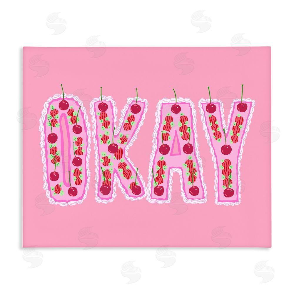 Ziwei Li Okay Pastel Cherry Cake Stretched Canvas Wall Art