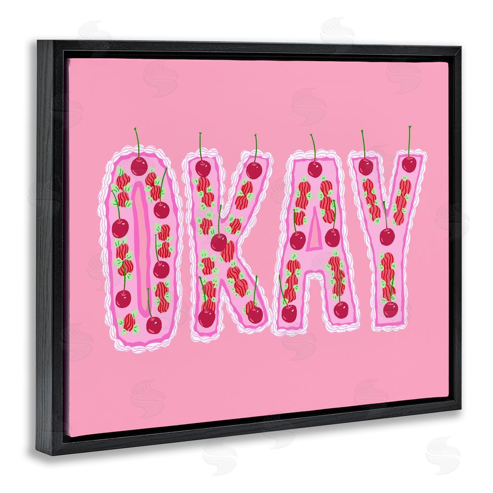 Ziwei Li Okay Pastel Cherry Cake Black Floating Framed Canvas Wall Art
