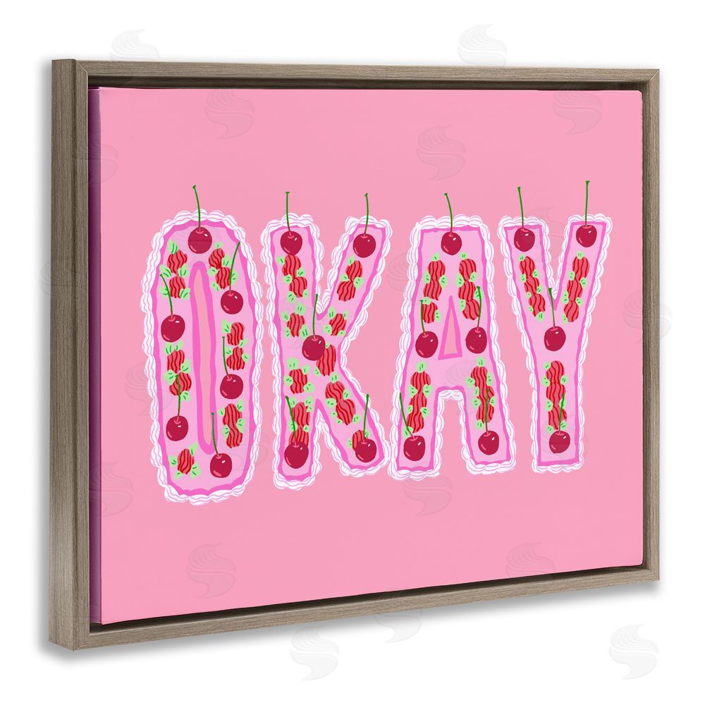 Ziwei Li Okay Pastel Cherry Cake Brown Floating Framed Canvas Wall Art