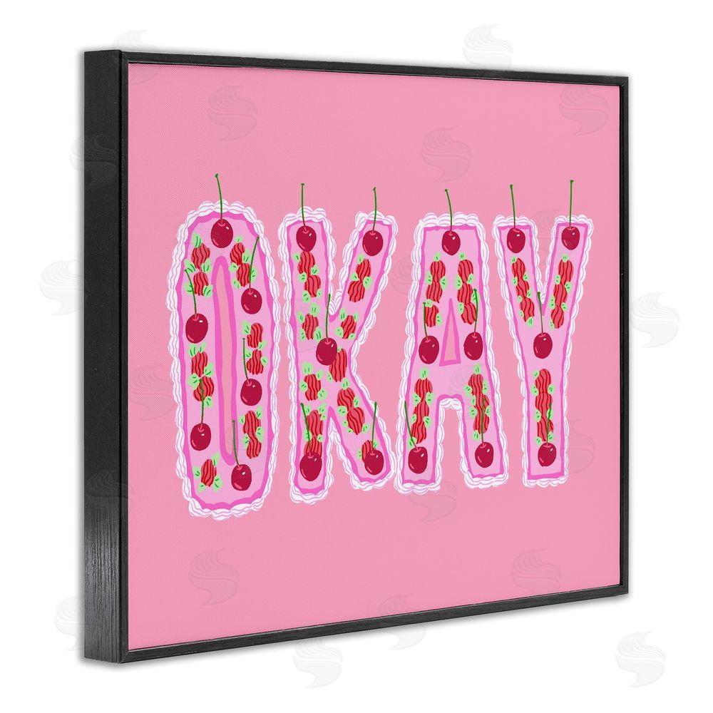 Ziwei Li Okay Pastel Cherry Cake Black Framed Giclee Wall Art