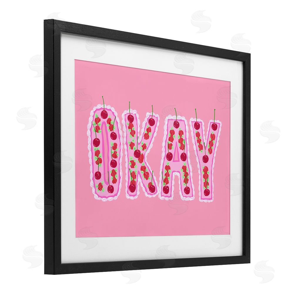 Ziwei Li Okay Pastel Cherry Cake Black Framed Print Under Glass Wall Art