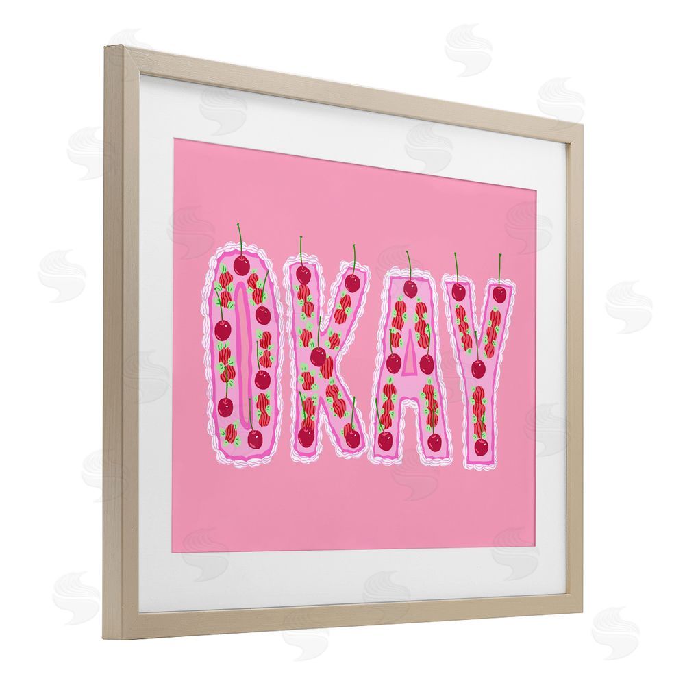 Ziwei Li Okay Pastel Cherry Cake Brown Framed Print Under Glass Wall Art