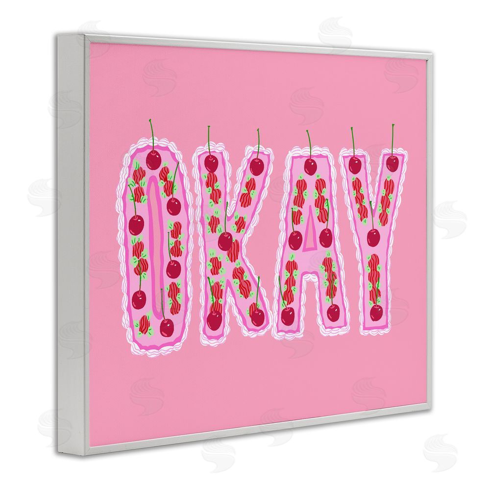 Ziwei Li Okay Pastel Cherry Cake White Framed Giclee Wall Art