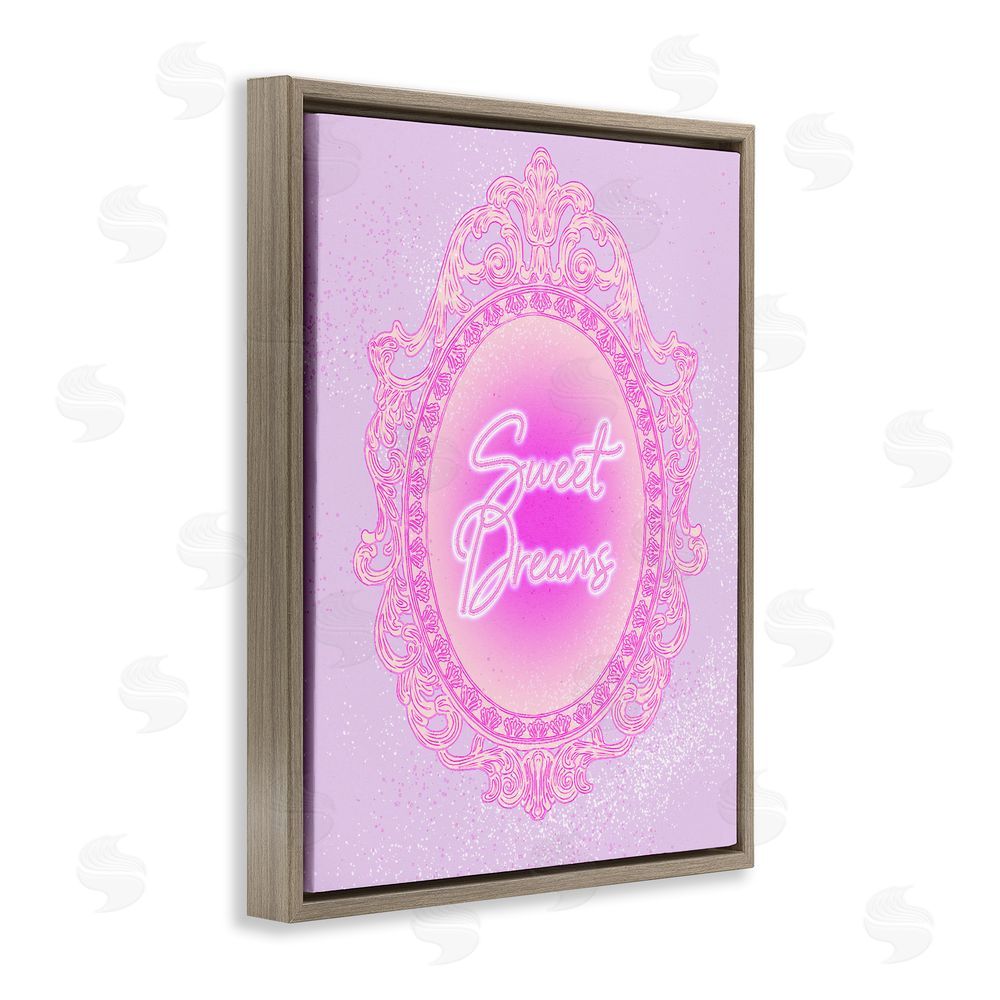 Ziwei Li Sweet Dreams Ornate Mirror Brown Floating Framed Canvas Wall Art Print