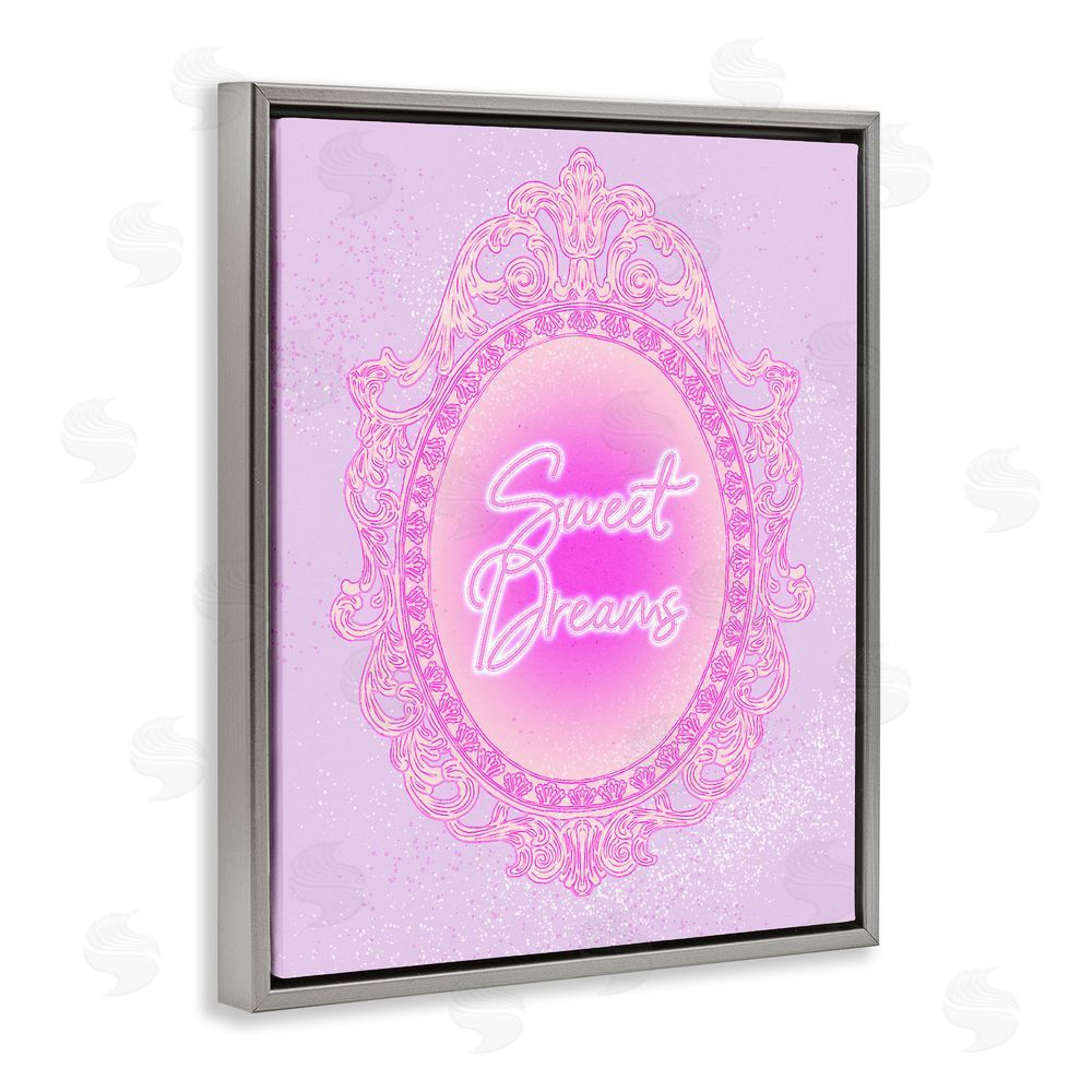 Ziwei Li Sweet Dreams Ornate Mirror Gray Floating Framed Canvas Wall Art Print