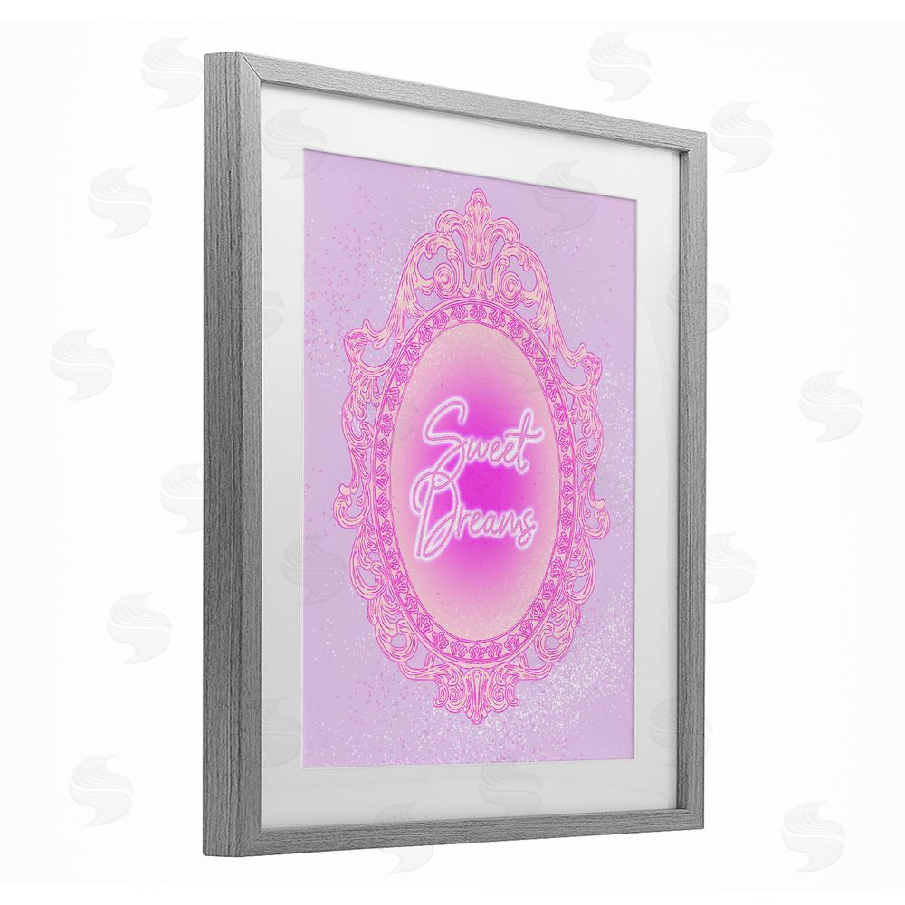 Ziwei Li Sweet Dreams Ornate Mirror Gray Framed Print Under Glass with White Mat Wall Art