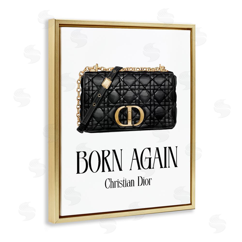 Ziwei Li Born Again Christian Bag Gold Floating Frame Stretched Canvas Wall Art Print