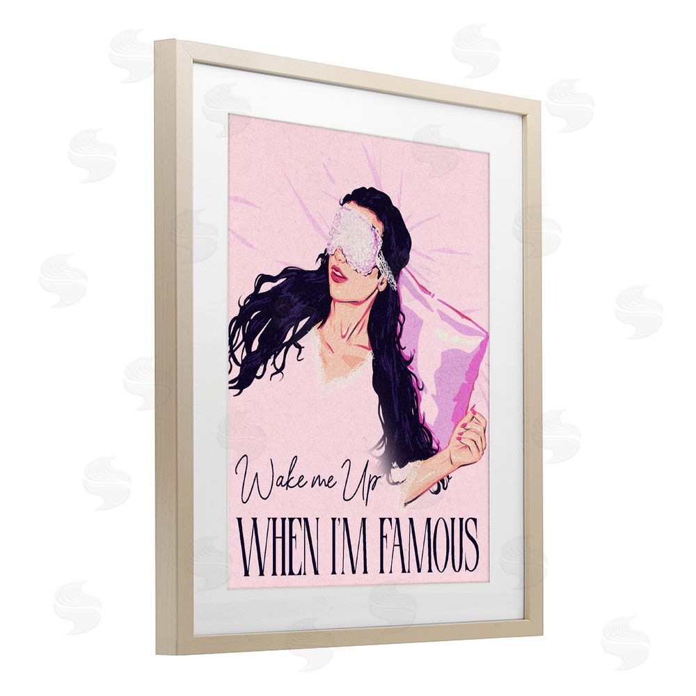 Ziwei Li Wake Me Up When Famous Brown Framed Print Under Glass with White Mat Wall Art