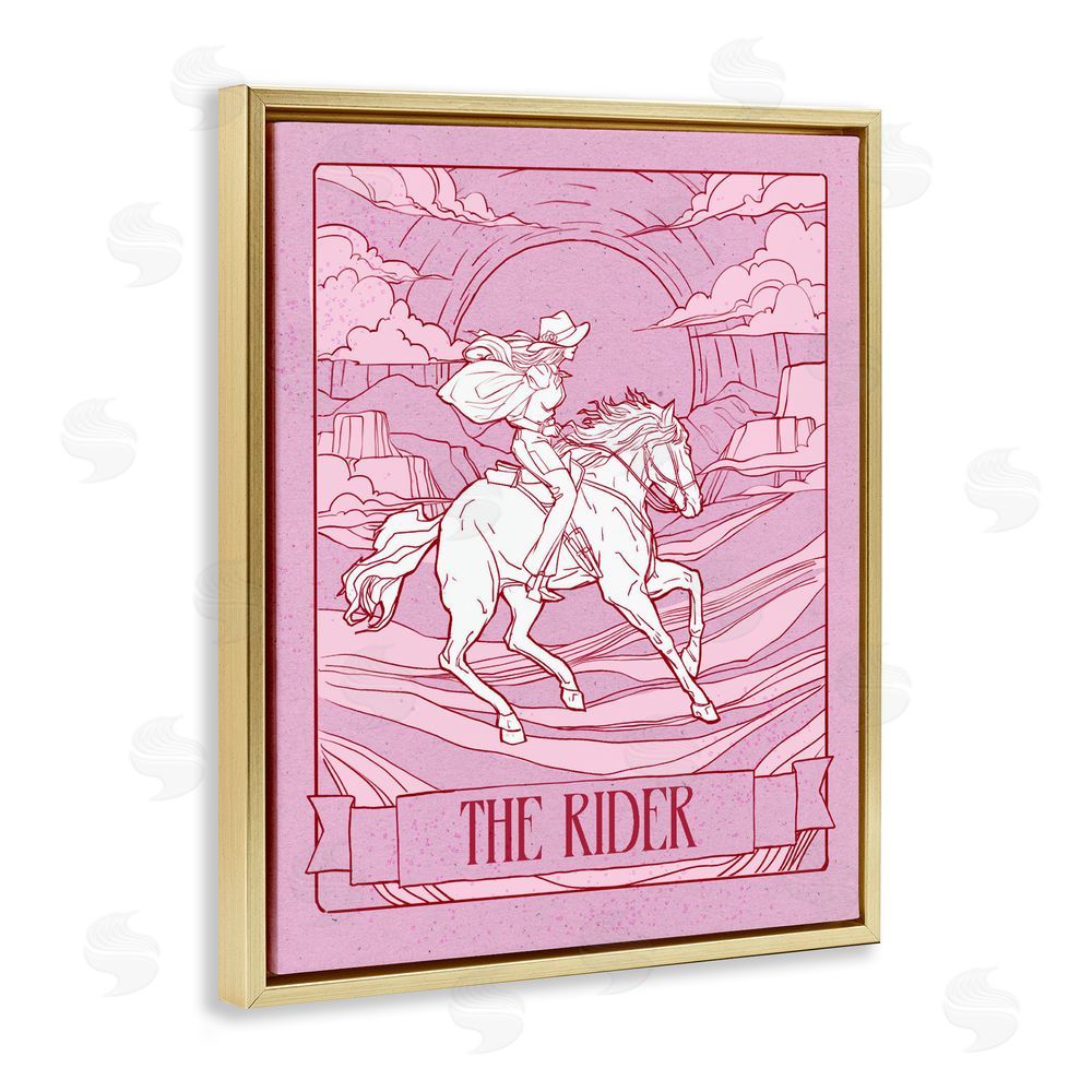 Ziwei Li Cowgirl Rider Tarot Card Gold Floating Frame Canvas Wall Art Print
