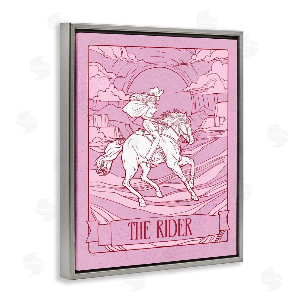 Ziwei Li Cowgirl Rider Tarot Card Gray Floating Frame Canvas Wall Art Print