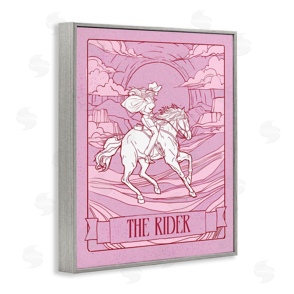 Ziwei Li Cowgirl Rider Tarot Card Gray Framed Giclee Wall Art Print