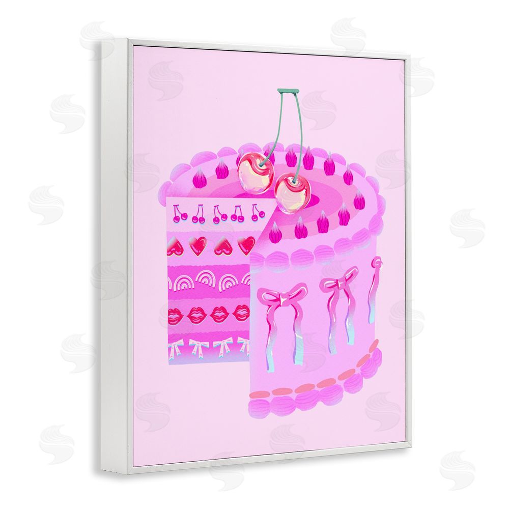 Ziwei Li Pastel Cherry Layered Cake White Framed Giclee Wall Art