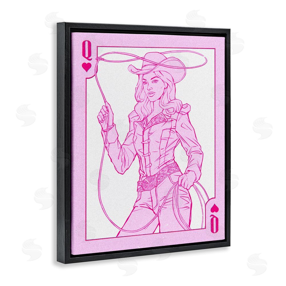 Ziwei Li Cowgirl Queen of Hearts Black Floating Frame Canvas Wall Art Print