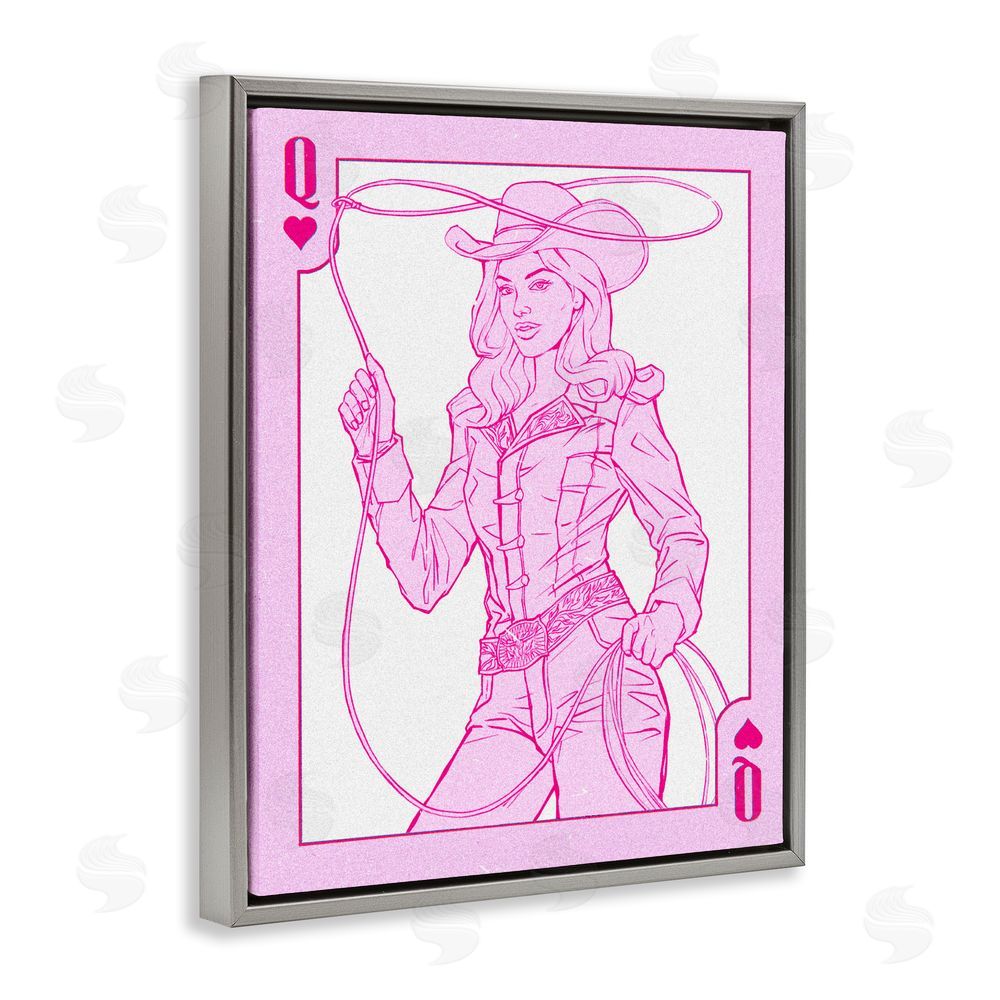 Ziwei Li Cowgirl Queen of Hearts Gray Floating Frame Canvas Wall Art Print