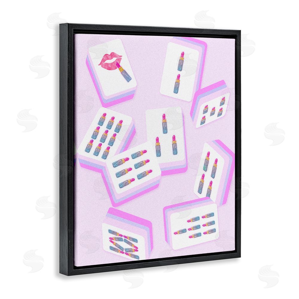Ziwei Li Glam Lipstick Mahjong Tiles Black Floating Framed Canvas Wall Art