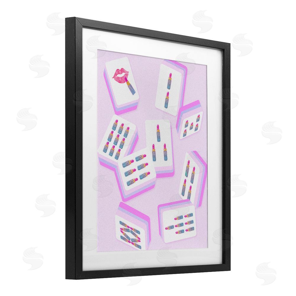 Ziwei Li Glam Lipstick Mahjong Tiles Black Framed Print Under Glass Wall Art