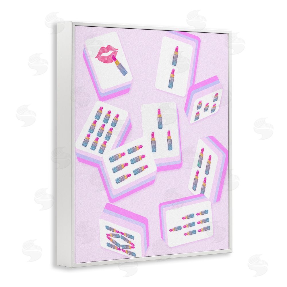 Ziwei Li Glam Lipstick Mahjong Tiles White Framed Giclee Wall Art