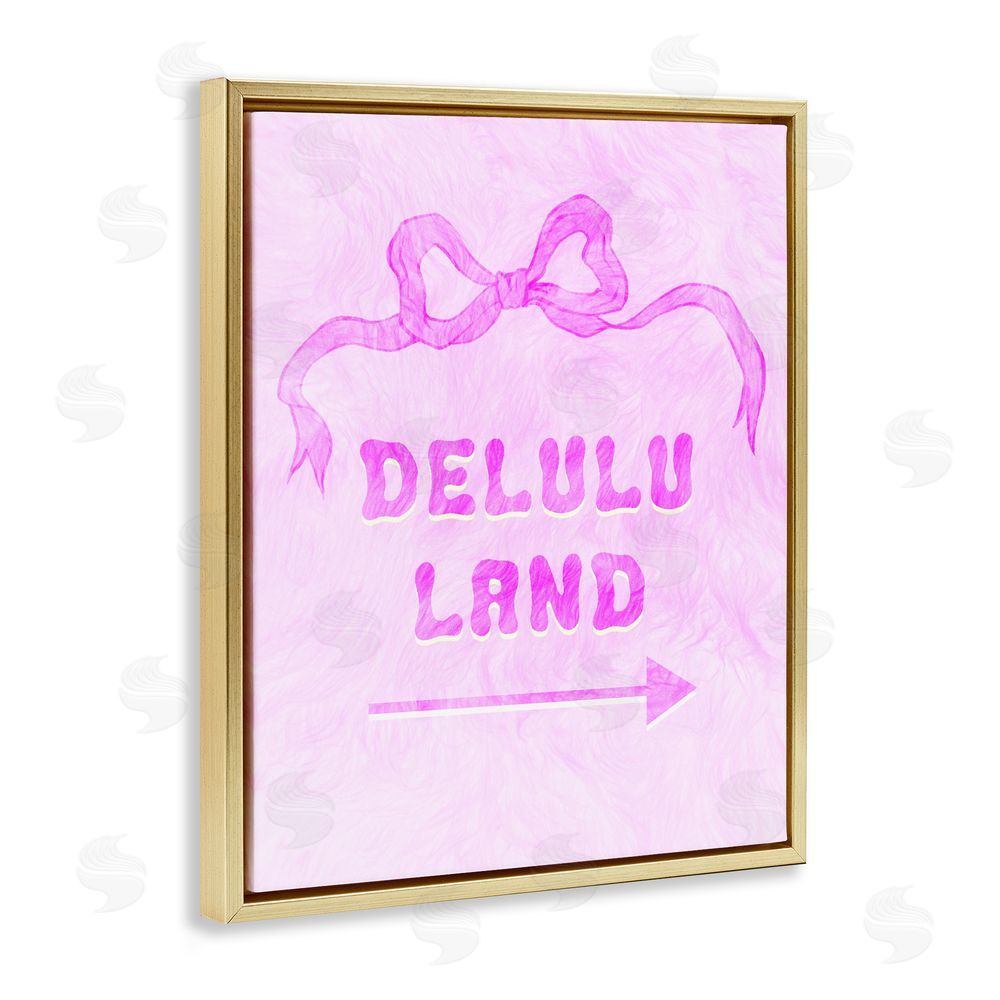 Ziwei Li Delulu Land Feminine Ribbon Gold Floating Frame Canvas Wall Art Print