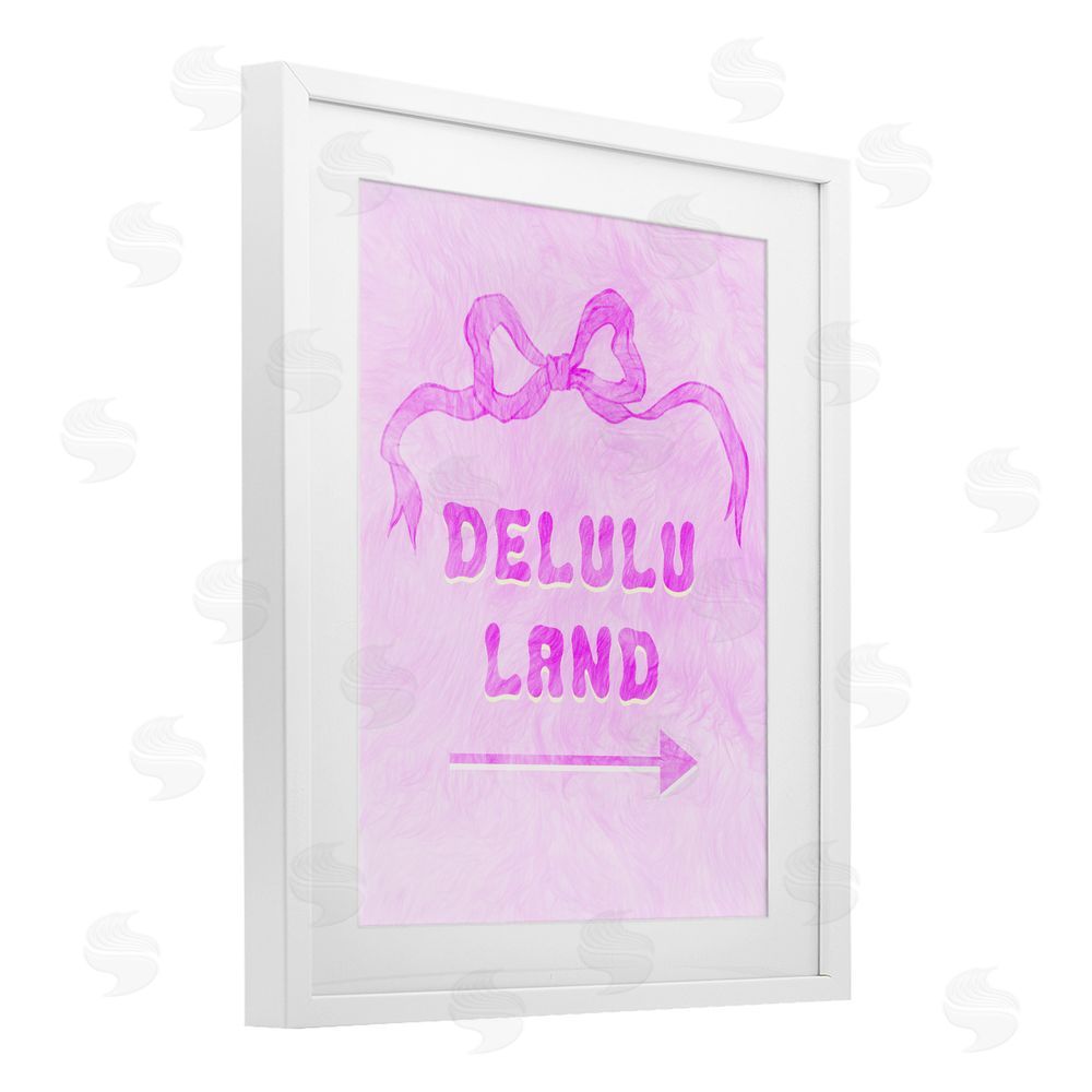 Ziwei Li Delulu Land Feminine Ribbon White Framed Print Under Glass Wall Art