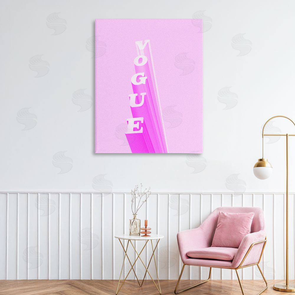 Ziwei Li Pink Vertical Glam Lettering Stretched Canvas Wall Art in Room