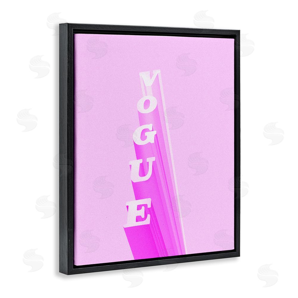 Ziwei Li Pink Vertical Glam Lettering Black Floating Framed Canvas Wall Art
