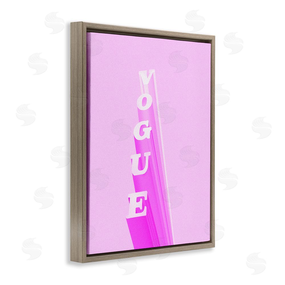 Ziwei Li Pink Vertical Glam Lettering Brown Floating Framed Canvas Wall Art