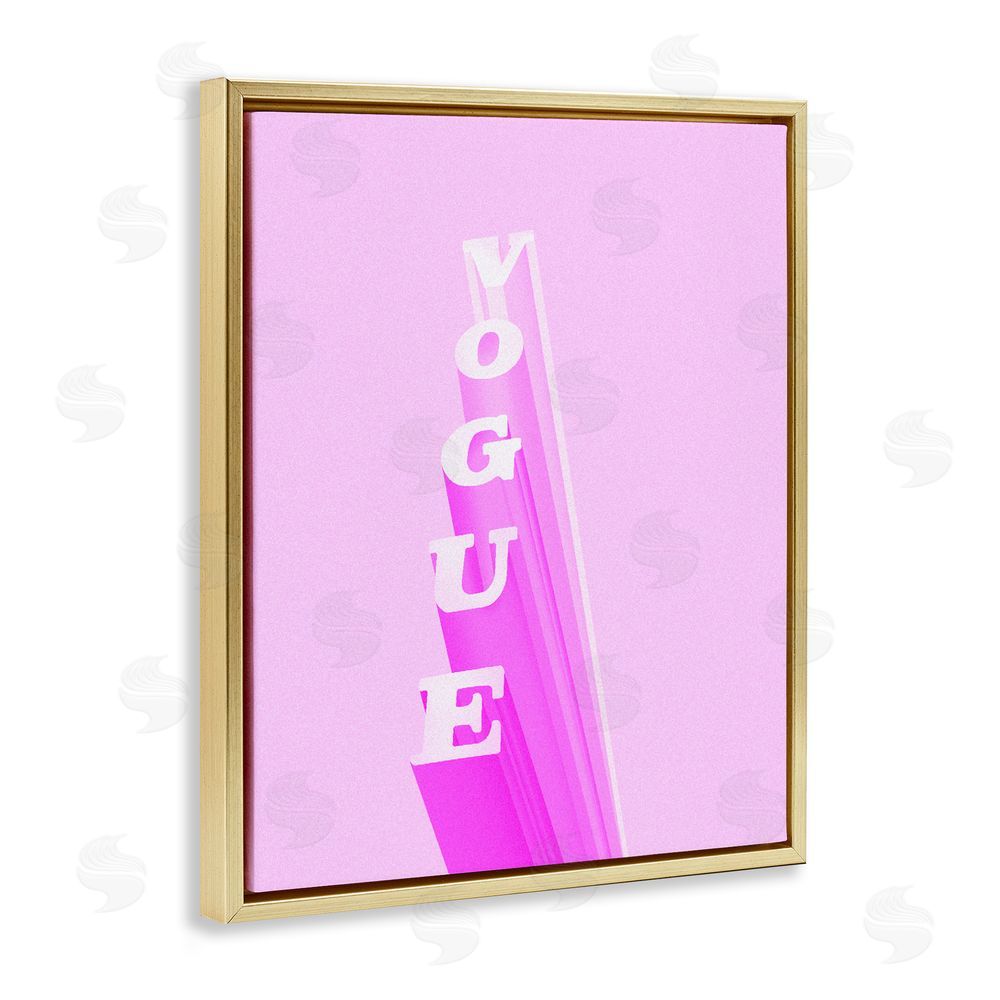 Ziwei Li Pink Vertical Glam Lettering Gold Floating Framed Canvas Wall Art