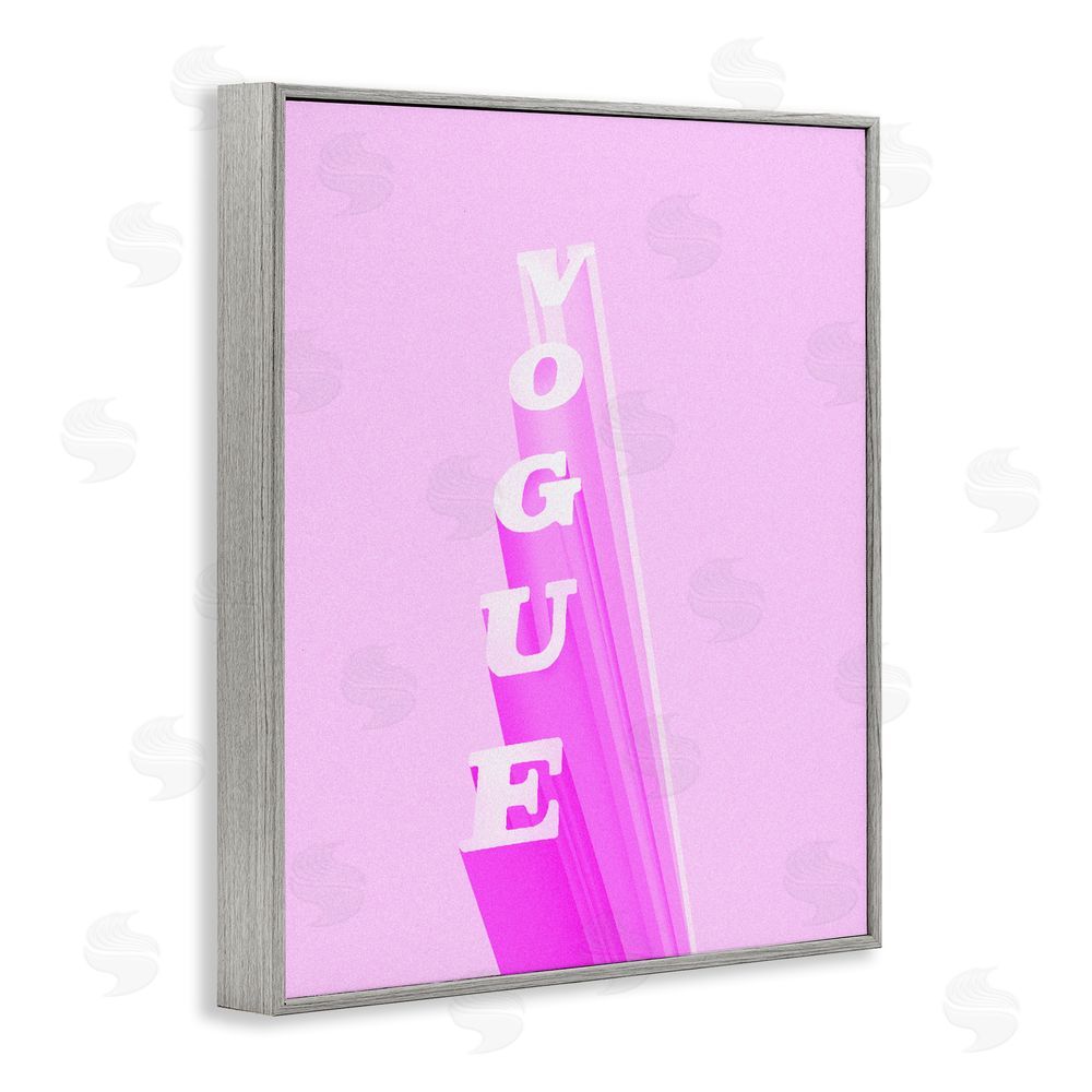 Ziwei Li Pink Vertical Glam Lettering Gray Framed Giclee Wall Art