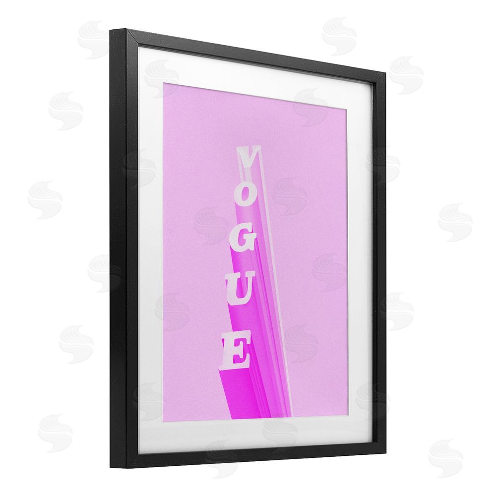 Ziwei Li Pink Vertical Glam Lettering Black Framed Print Under Glass Wall Art