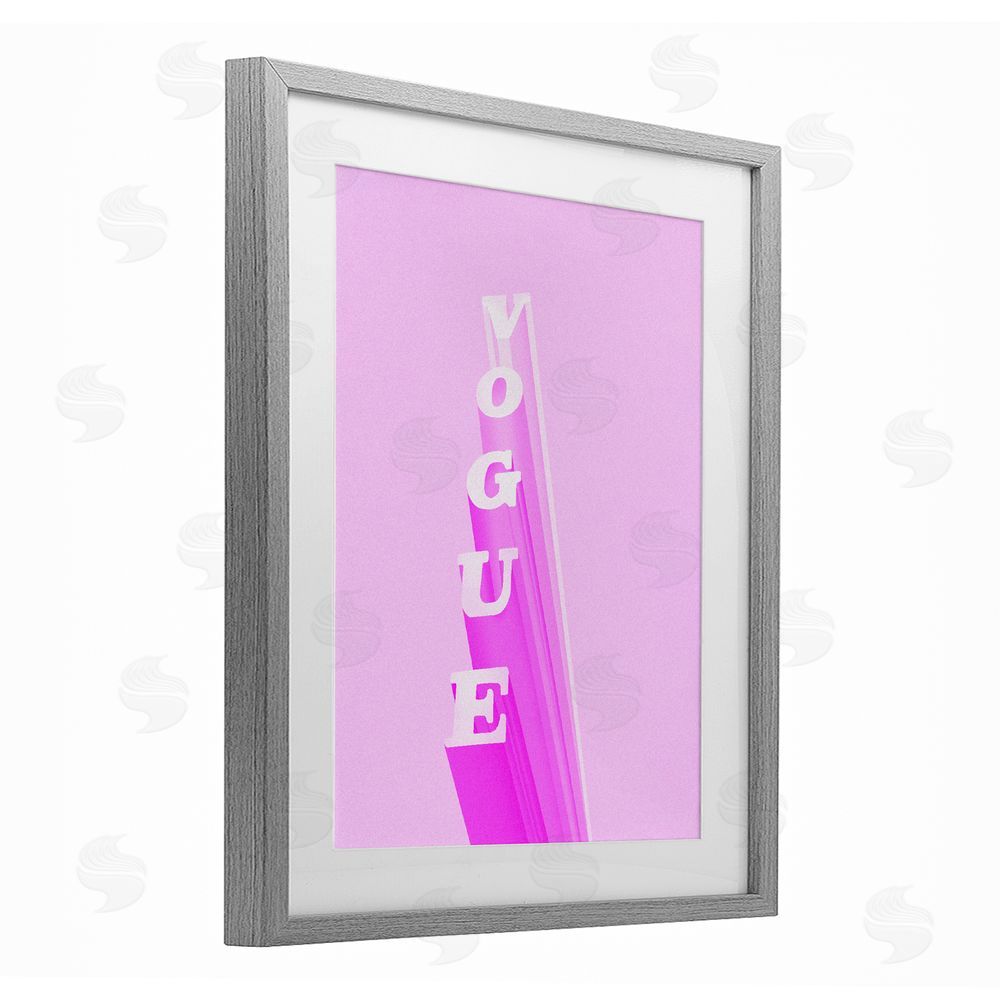 Ziwei Li Pink Vertical Glam Lettering Gray Framed Print Under Glass Wall Art