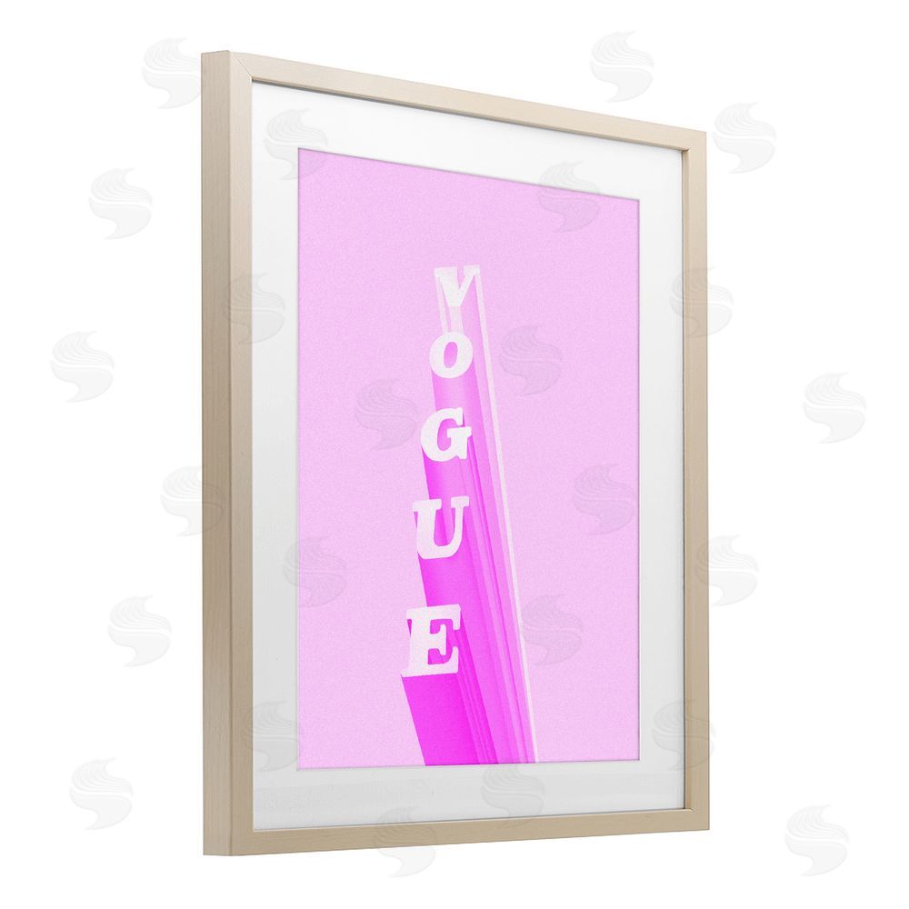 Ziwei Li Pink Vertical Glam Lettering Brown Framed Print Under Glass Wall Art