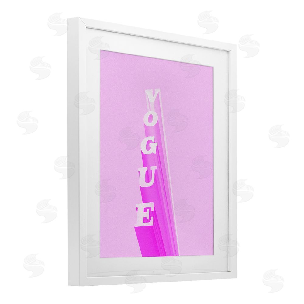 Ziwei Li Pink Vertical Glam Lettering White Framed Print Under Glass Wall Art