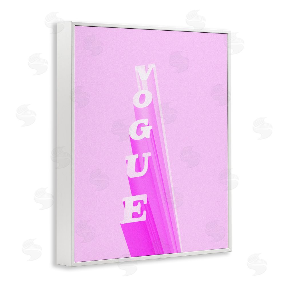 Ziwei Li Pink Vertical Glam Lettering White Framed Giclee Wall Art