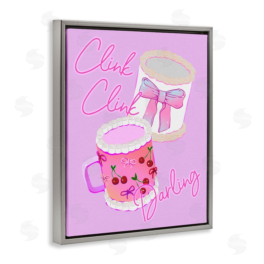 Ziwei Li Clink Darling Cherry Mug Gray Floating Frame Canvas Wall Art Print